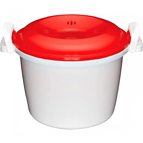 KitchenCraft KCRICECOOK Microwave Rice Cooker and Steamer, BPA Free Plastic, 1.5 Litre, White / Red