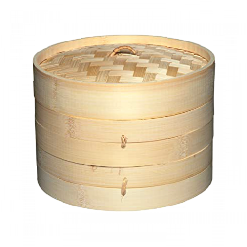 KitchenCraft World of Flavours Bamboo Steamer Basket, 2 Tier, 20 cm, Beige