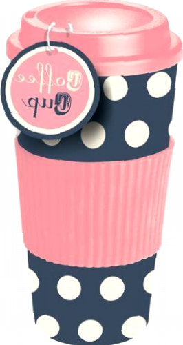 The Home Fusion Company Pink & Blue Polka Dot Thermal Insulated Tea Coffee Mug Cup Travel Takeaway & Lid