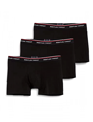 Tommy Hilfiger - Men's Boxer Shorts - Multipack Trunks For Men - 3 Pack Underwear Man - Signature Waistband Elastic - Black - Size L
