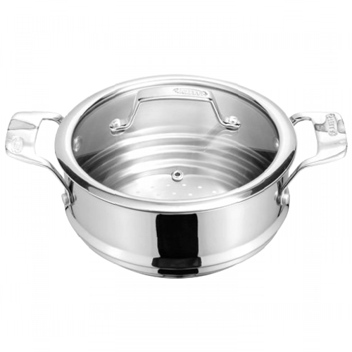Stellar Horwood STM12 16/18/20cm Steamer Insert, with Glass lid, Stainless Steel, Silver, Ind