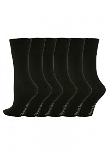 6 Pairs Ladies Gentle Grip No Elastic Socks 4-8 uk, 37-42 eur (GG67 Black)