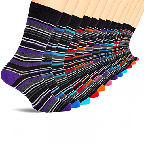 FM London (12-Pack) Smart Mens Socks | Breathable Plain, Patterned, & Black Socks Men | Cotton Socks Men Suitable for Work and Casual Wear | Soft, Insulated Mens Ankle Socks with Reinforced Heel & Toe