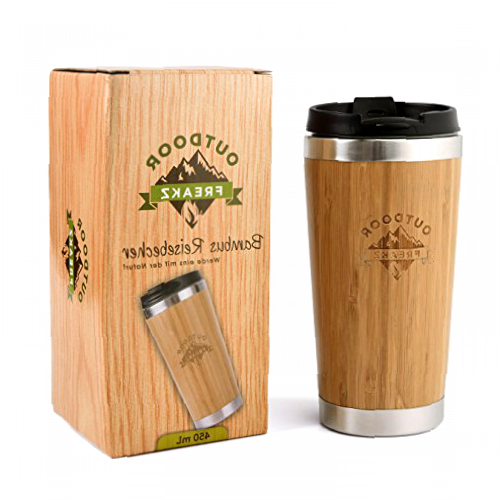 OUTDOOR FREAKZ Travel Mug Made of Stainless Steel and Bamboo