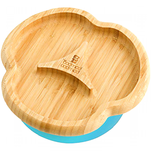 bamboo bamboo ® Baby Plate– Kids and Toddler Suction Cup Bamboo Plate for Babies | Non-Toxic | Cool to The Touch | Ideal for Baby-Led Weaning (Divider, Blue)