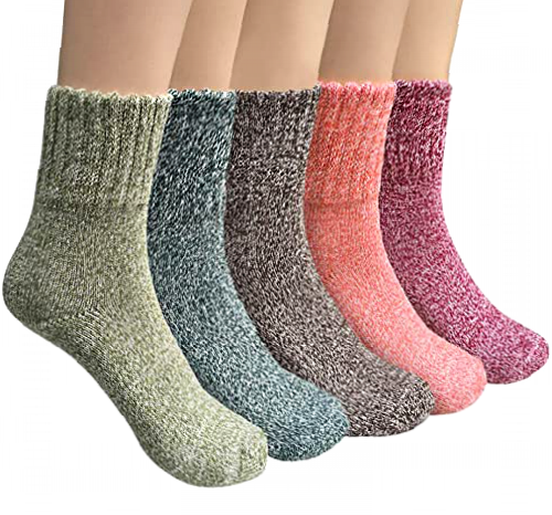 YSense Snug 5 Pairs Womens Socks,Wool Thermal socks, Knit Warm Socks, Soft Socks, Ladies Socks for Winter