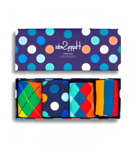 Happy Socks Men's Mix Gift Box Socks, Blue (Navy 6000), 7-10 (Manufacturer Size:41-46) (Pack of 4)