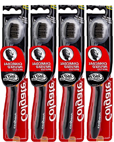 4x Colgate 360° Charcoal Infused Bristles Toothbrush - Medium