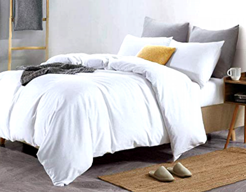 Euphoric Gifts 100% Pure Cotton (Egyptian Cotton) KING SIZE 4 Piece Duvet Cover Bed Set in Plain White - Includes Fitted Sheet & Pillowcases
