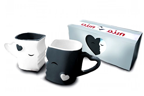 MIAMIO - Coffee Mugs/Kissing Mugs Set Ceramic (Grey)