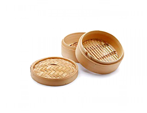 H&H Steamer Basket with Lid 2 Levels Bamboo 12.5 cm