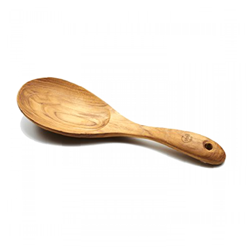 FAAY 9” Rice Paddle, Serving Spoon, Versatile Cooking Spoon – Handcraft from High Moist Resistance Golden Teak Wood | Durable, Healthy, Ergonomic Handle for Non Stick Cookware