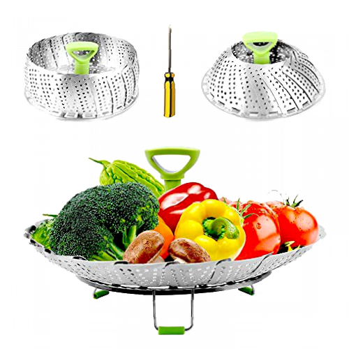 Vegetable Steamers Basket for Cooking Stainless Steel, Folding Steamer Insert Fits Various Size Pot and InstaPot Pressure Cooker (6