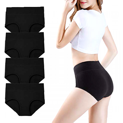 wirarpa Women's High Waist Bamboo Modal Knickers Ladies Ultra Soft Pants Underwear Full Briefs Black 4 Pack Size 14-16