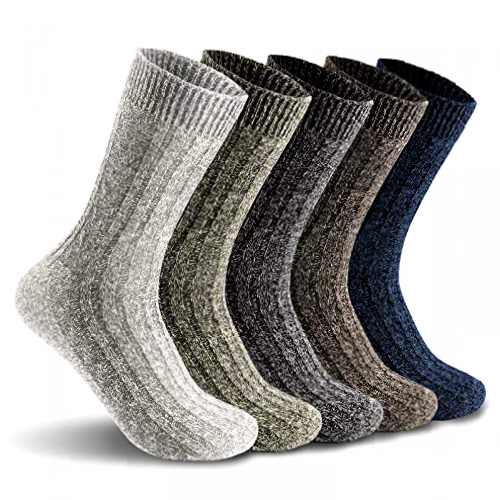 ElifeAcc 5 Pairs of Mens Thick & Warm Wool Socks(Size: UK 7-12 EU 40-46.5)