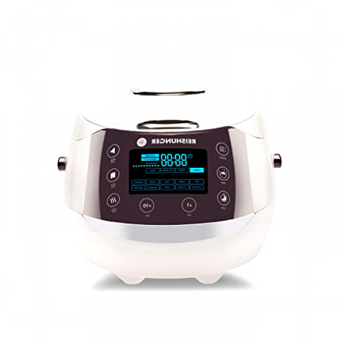 Reishunger Digital Rice Cooker and Steamer in White with Keep Warm Function & Timer - Incl. Premium Inner Pot - Multi Cooker with 12 Programmes & 7-Phase Technology - 1-8 Persons