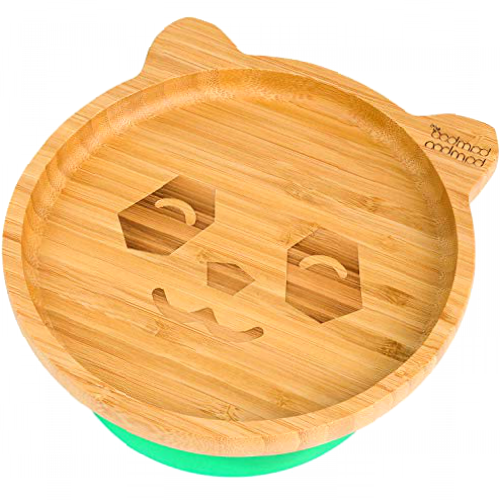 bamboo bamboo ® Baby Plate– Kids and Toddler Suction Cup Bamboo Plate for Babies | Non-Toxic | Cool to The Touch | Ideal for Baby-Led Weaning (Panda, Green)