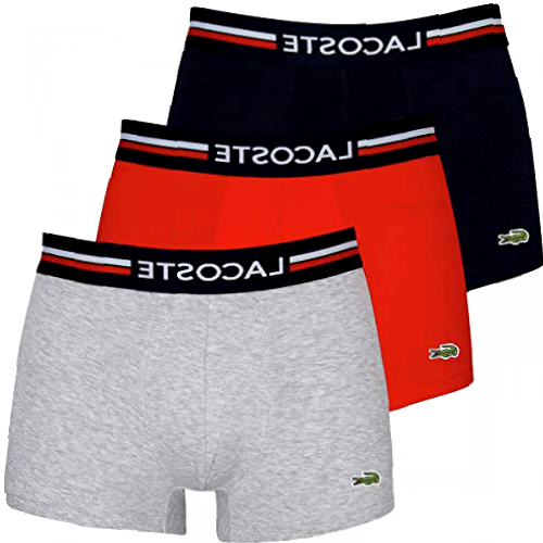 Lacoste Men's 5H3386 Boxer Shorts, Marine/Argent Chine-Rouge, M (Pack of 3)
