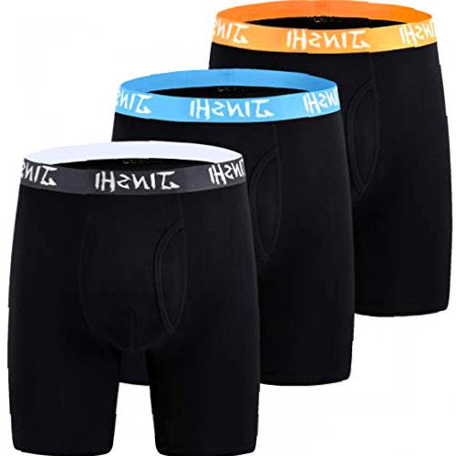 JINSHI Mens Bamboo Underwear Boxer Briefs Long Leg Boxer Shorts Breathable Sports Boxers Underwear Black 3-Pack Size 2XL