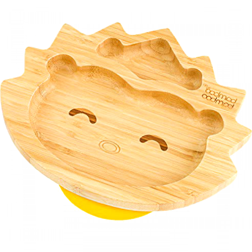 bamboo bamboo ® Baby Plate– Kids and Toddler Suction Cup Bamboo Plate for Babies | Non-Toxic | Cool to The Touch | Ideal for Baby-Led Weaning (Hedgehog, Yellow)