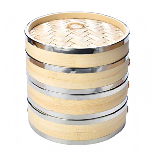 Harcas 8 Inch (20.5cm) Premium Organic Bamboo Steamer Small 3-Tiers with Lid. Strong, Durable and Reinforced. Best for Dim Sum, Vegetables, Meat and Fish. Hand Made