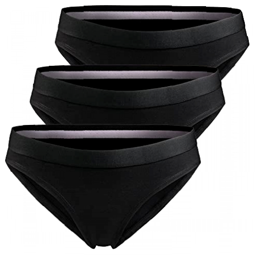 DANISH ENDURANCE Women’s Organic Cotton Bikini Brief Panties 3 Pack Black, Blue, Grey, Knickers (Black, Medium)