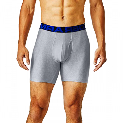 Under Armour Men's Tech 6in Quick drying sports underwear 2 pack comfortable men s with tight fit, Academy/Mod Gray Light Heather, L UK