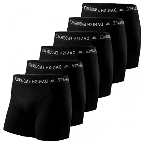 DANISH ENDURANCE Men's Cotton Trunks 6 Pack, Stretchy Soft, Classic Fit Underwear, Boxer Shorts (Black, Large)