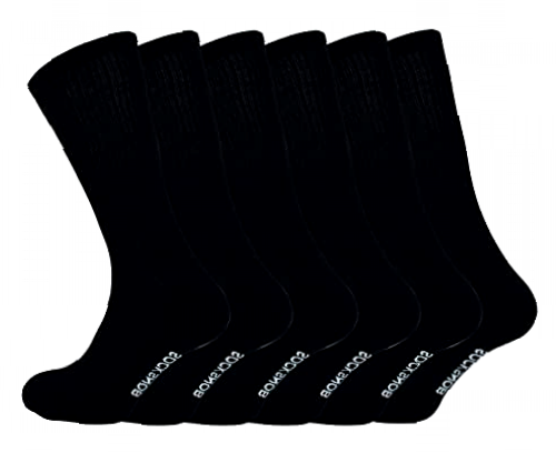 Sock Snob - 6 Pack Mens Calf Size Bamboo Organic Cotton Running Sport Socks (11-14 UK, Black)