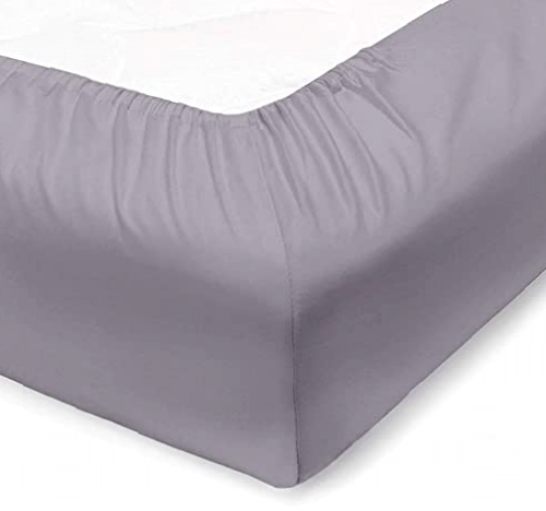 Vesgantti Double Fitted Sheet, 100% Pure Cotton Fitted Sheet with Extra Deep Design, 250 Threat Count Fitted Bed Sheets Double - Grey