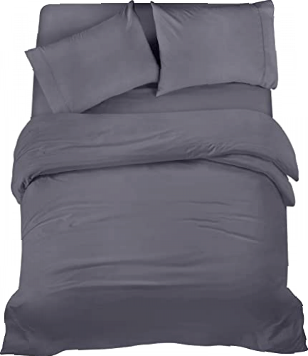 Utopia Bedding 4 Piece Double Bedding Set - Duvet Cover, Fitted Sheet with Pillow cases - Soft Brushed Microfiber (Grey)