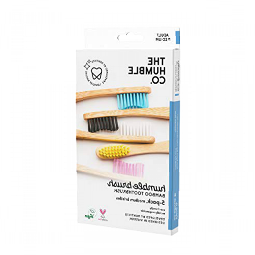 The Humble Co. Bamboo Toothbrush Family Pack (5-p) | Medium Bristles | Biodegradable, Eco-Friendly, Vegan for Your Everyday Oral Care, Dentist Approved