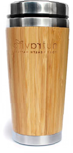 Bamboo Travel Mug 300ml - Tight Fitting Leak Proof Screw Lid - Made Using Natural Bamboo - Non Slip Bottom - Ideal for Hot Drinks - Travel Mug for Coffee & Tea – Nutravita