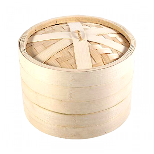 Food Steamer - 4 Sizes 2 Levels Bamboo Steamer Basket Chinese Natural Rice Cooking Food Cooker with Lid 22 cm