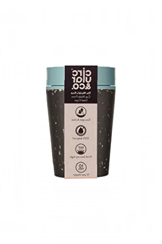 Circular and Co Leakproof Reusable Coffee Cup 8oz/227ml - The World's First Travel Mug Made from Recycled Coffee Cups, 100% Leak-Proof, Sustainable & Insulated. (Black & Faraway Blue)
