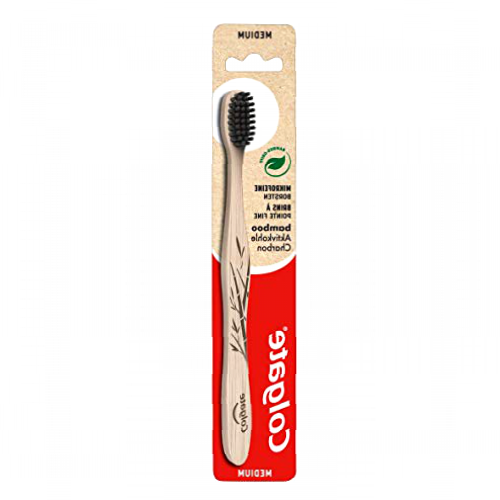 Colgate Bamboo Activated Carbon Toothbrush Medium 1 Piece - Manual Toothbrush with Activated Carbon with Medium Hard Bristles