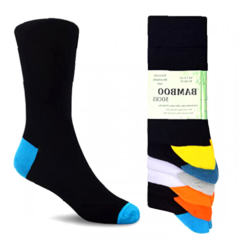WeciBor Men's Bamboo Fiber Socks 6-Pack Smart Breathable Super Soft Casual Socks Size 6-11