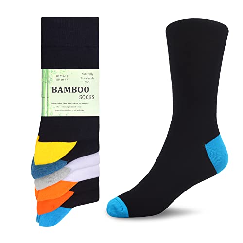 WeciBor Men's Bamboo Fiber Socks 6-Pack Men’s Smart Breathable Super Soft Premium Luxury Casual Socks