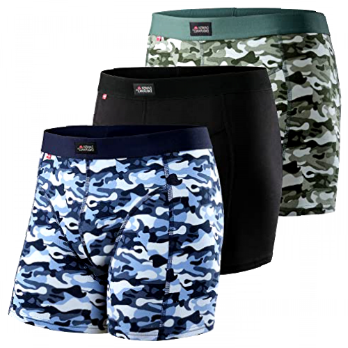 Men's Cotton Trunks 3 Pack, Stretchy Soft Fitted Boxer Pants, Classic Fit Underwear, Comfortable Boxer Shorts (Multicolour (1x Army, 1x Black, 1x Camouflage), xx_l)