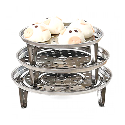 XGzhsa Stainless Steel Steaming Rack, Round Steaming Stand, 3 Pieces Multifunctional Steamer Rack with Removable Legs for Stock Pot Steaming Tray Pressure Cooker Cooking (18cm, 20cm, 22cm)