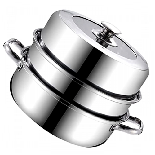 Yardwe 28cm Stainless Steel Steam Pot 2 Tier Steaming Cookware Steamer Saucepot Cooking Pot with Lid for Vegetables Food tamale Crab Dumplings
