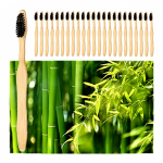 Relaxdays Bamboo toothbrushes, Set of 24, bristles, Medium, Vegan, Sustainable, BPA-, Manual Toothbrush Coated, Black