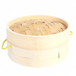 Cabilock Handmade Bamboo Steamer 1 Tiers & Lid Premium Bamboo Steam Basket for Vegetables, Dim Sum Dumplings, Buns, Chicken Fish & Meat 18cm