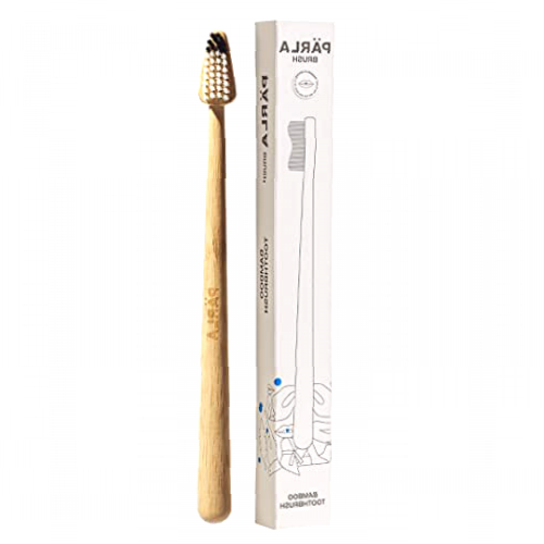 PÄRLA Bamboo Toothbrush with Plant-Based Bristles - Bamboo Toothbrushes with Moso Bamboo & Castor Bean Oil Bristles - Biodegradable & Compostable Toothbrush - Sustainable & Plastic Free