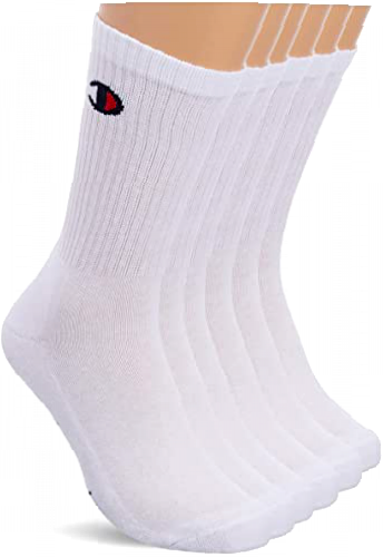 Champion Unisex-Adult Core 6PP Crew Ankle Socks, White, 39-42 (Pack of 6)
