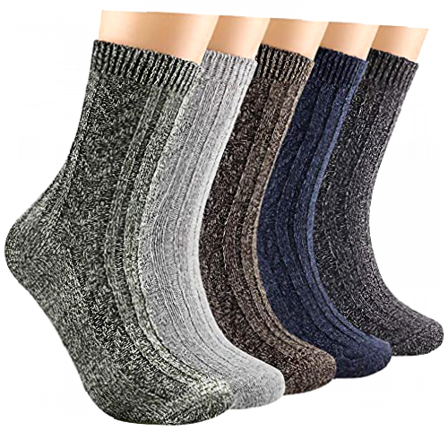 5 Pairs Thermal Wool Socks for Women and Girls, Ladies Nordic Warm Thick Knitting Casual Socks for Winter