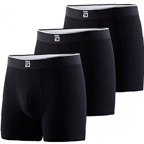 Giovici Mens Bamboo Boxers, 3 Pack - Anti Chafing Soft Comfortable Boxer Briefs Longer Leg - Boxer Multipack - Moisture Wicking Technology Black