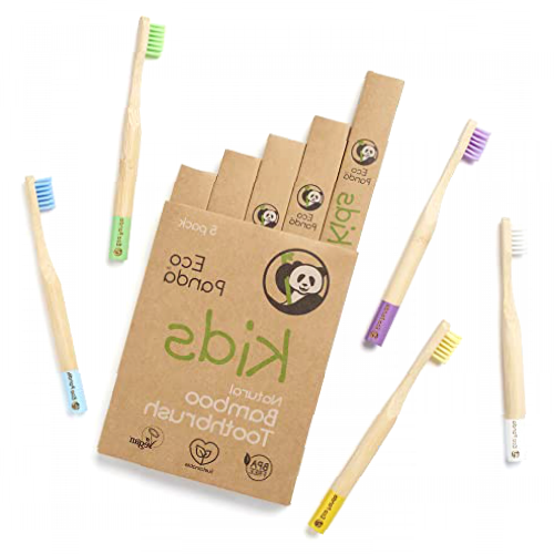 Kids Bamboo Toothbrushes | Childrenâ€™s Toothbrush | Eco Toothbrush | Wooden Toothbrush | 5 Pack | BPA Free | Eco Friendly | Bamboo toothbrush | Vegan Society Certified | Plastic Free | Zero Waste UK