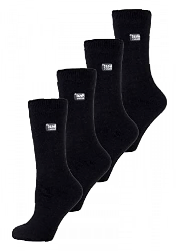 Heat Holders Ultra Lite - 4 Pair Multipack Ladies Thermal Socks | Ultra Thin Warm Socks for Dress Socks in Winter (4-8, Black)
