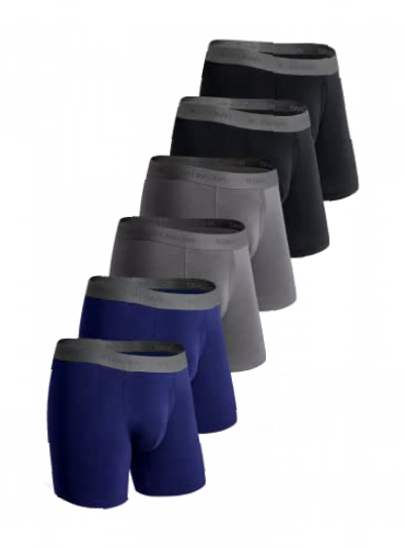 DAVID ARCHY Men's Soft Bamboo Fiber Breathable Underwear with Fly 6 Pack (Navy Blue+Black+Dark Grey, M)